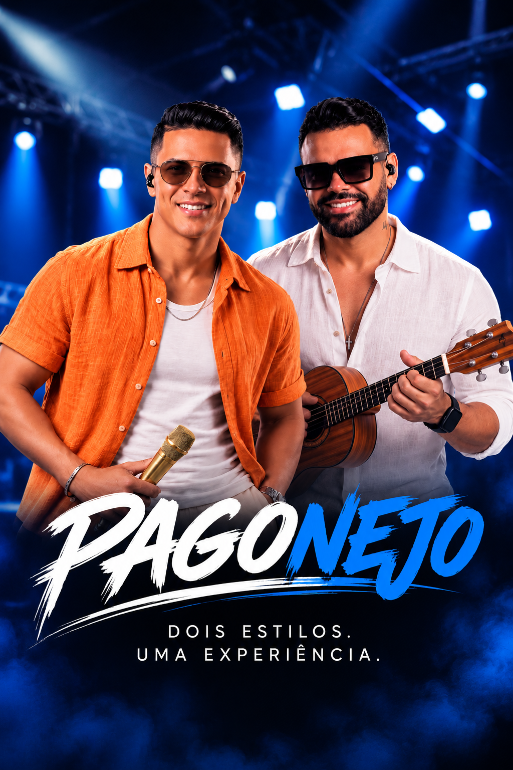 Rapha & Vinny no palco — PAGONEJO. Dois estilos. Uma experiência.
